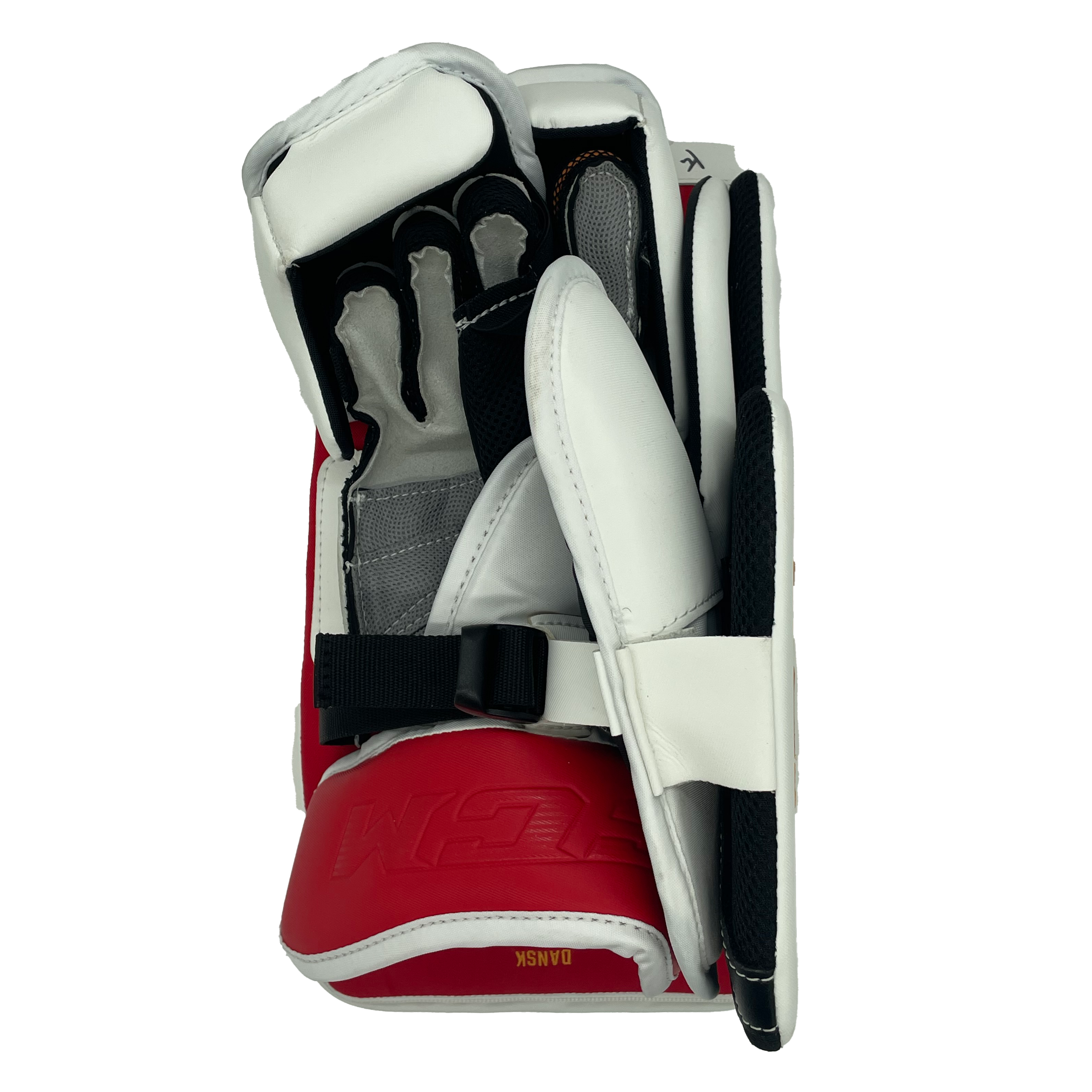 CCM Extreme Flex 5 - Bloqueur de gardien de but professionnel d'occasion (blanc/jaune/rouge)